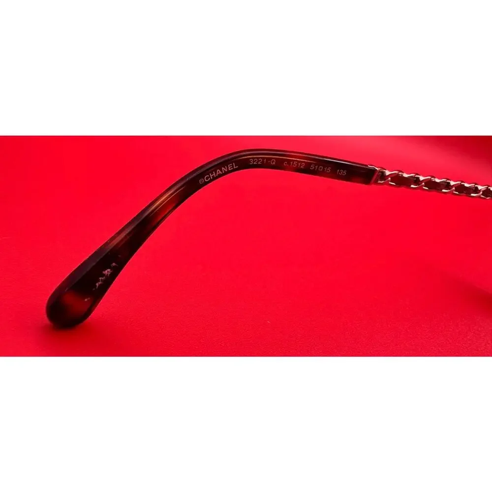 Chanel 3221-Q Gold Tone Intertwine Chain Link Tortoise 51-15-135 Eye Glasses